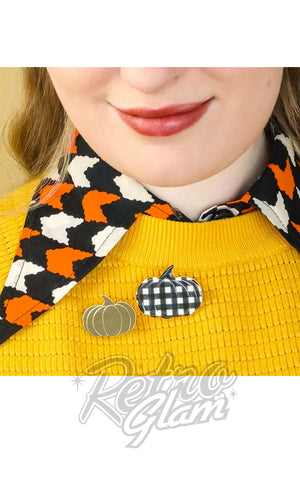 Erstwilder Pumpkin Patch Mini Brooch Set in Black & Gold halloween