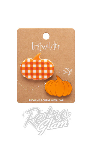 Erstwilder Pumpkin Patch Mini Brooch Set in Orange card