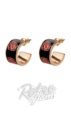 Erstwilder Remembrance Poppy Enamel Huggie Earrings gold Erstwilder Remembrance Poppy Enamel Huggie Earrings gold