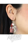 Bone kitty drop earrings black irridescent Bone kitty drop earrings black irridescent