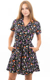 Eva Rose Mini Shirt Dress in Lavendar Mushroom Print detail Eva Rose Mini Shirt Dress in Lavendar Mushroom Print detail