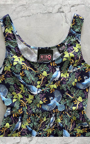 Retrolicious Fit & Flare Dress in Birds Print bodice Retrolicious Fit & Flare Dress in Birds Print bodice