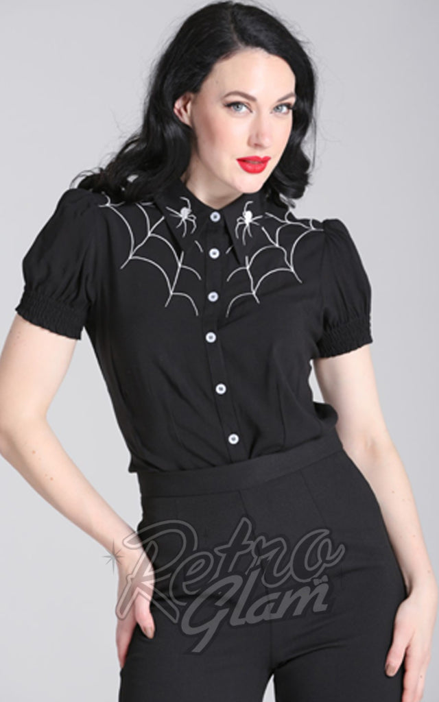 Hell Bunny Arania Spiderweb Blouse - L left only