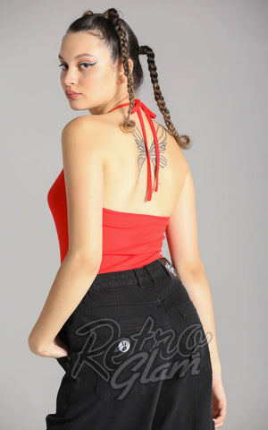 Hell Bunny Cheryl Top in Red back Hell Bunny Cheryl Top in Red back
