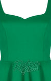 Hell Bunny Heidi Dress in Mid Green detail fabric Hell Bunny Heidi Dress in Mid Green detail fabric