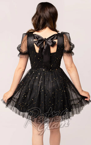 Hell Bunny Infinity Mini Dress in Black back Hell Bunny Infinity Mini Dress in Black back