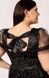 Hell Bunny Infinity Mini Dress in Black curvy back Hell Bunny Infinity Mini Dress in Black curvy back