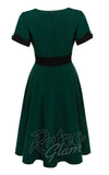 Hell Bunny Jessica Dress in Green & Black pinup back Hell Bunny Jessica Dress in Green & Black pinup back