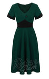 Hell Bunny Jessica Dress in Green & Black 50s cad Hell Bunny Jessica Dress in Green & Black 50s cad