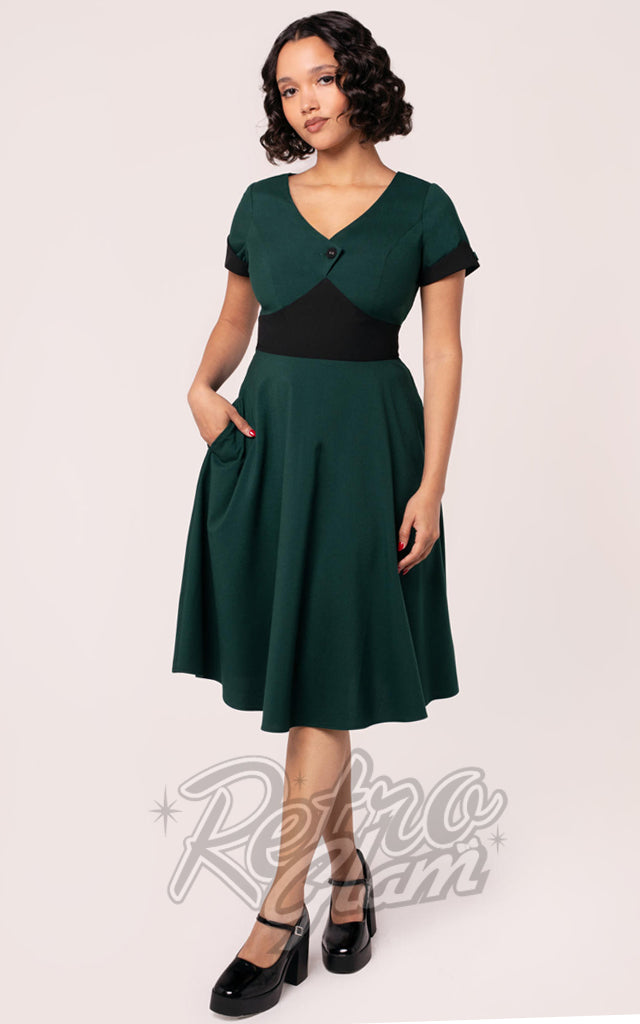 Hell Bunny Jessica Dress in Green & Black Hell Bunny Jessica Dress in Green & Black