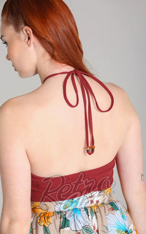Hell Bunny Maya Top in Burgundy back Hell Bunny Maya Top in Burgundy back