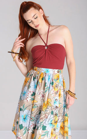 Hell Bunny Maya Top in Burgundy 70s Hell Bunny Maya Top in Burgundy 70s