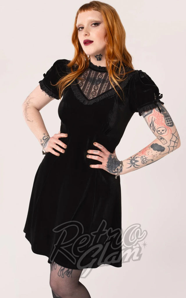 Hell Bunny Black Velvet Mourning Dress Hell Bunny Black Velvet Mourning Dress