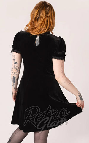 Hell Bunny Black Velvet Mourning Dress back Hell Bunny Black Velvet Mourning Dress back