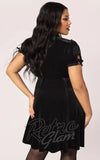 Hell Bunny Black Velvet Mourning Dress plus sized back Hell Bunny Black Velvet Mourning Dress plus sized back