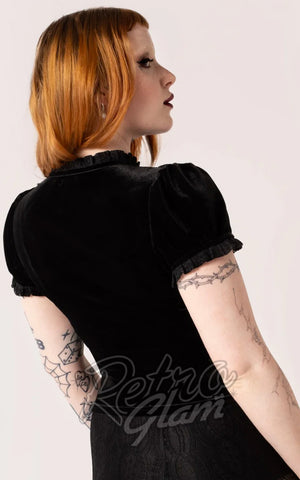 Hell Bunny Black Velvet Mourning Top back Hell Bunny Black Velvet Mourning Top back