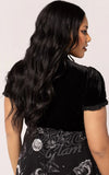 Hell Bunny Black Velvet Mourning Top plus sized back Hell Bunny Black Velvet Mourning Top plus sized back