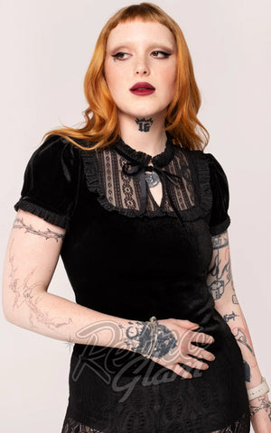 Hell Bunny Black Velvet Mourning Top Hell Bunny Black Velvet Mourning Top