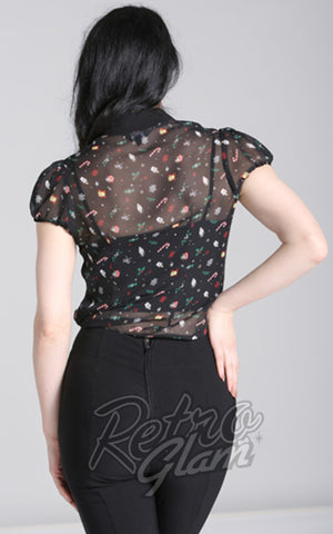 Hell Bunny Natalie Holiday Print Blouse back