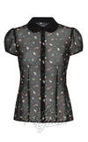 Hell Bunny Natalie Holiday Print Blouse detail Hell Bunny Natalie Holiday Print Blouse detail