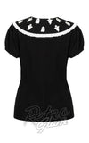Black top with white ghost patterns back Black top with white ghost patterns back