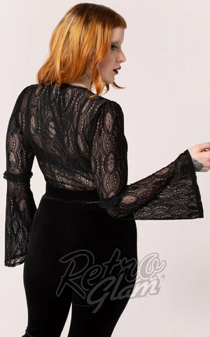Hell Bunny Rhea Top In Black Lace back Hell Bunny Rhea Top In Black Lace back