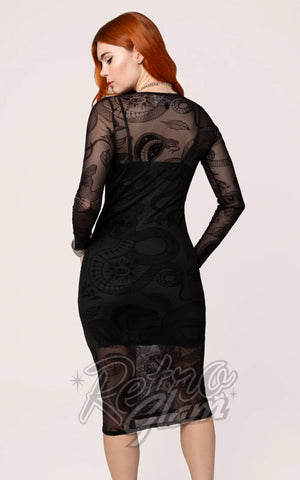 Hell Bunny Snake Charmer Mesh Dress back Hell Bunny Snake Charmer Mesh Dress back