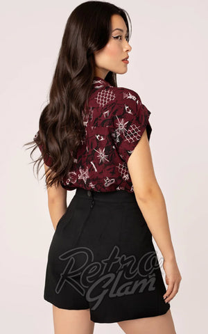 Hell Bunny Traxler Skorts in Black back Hell Bunny Traxler Skorts in Black back