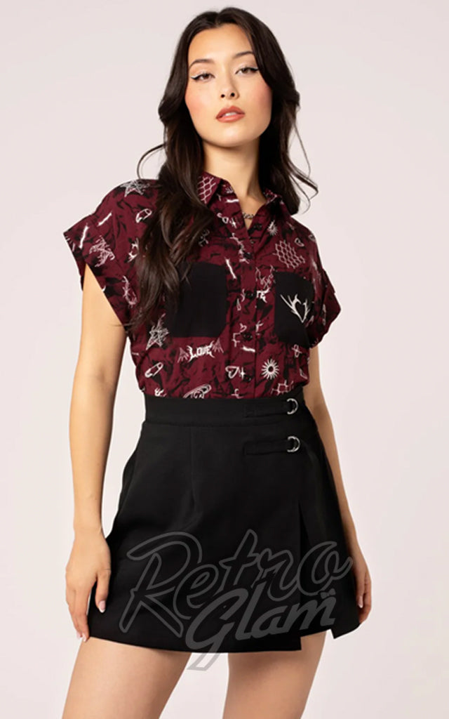 Hell Bunny Traxler Skorts in Black - L left only Hell Bunny Traxler Skorts in Black - L left only