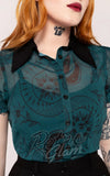 Hell Bunny Venom Blouse in Green snakes Hell Bunny Venom Blouse in Green snakes