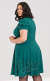 Hell Bunny Vera Lynn Dress in Green back curvy Hell Bunny Vera Lynn Dress in Green back curvy