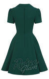 Hell Bunny Vera Lynn Dress in Green plus sized back Hell Bunny Vera Lynn Dress in Green plus sized back