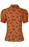 Hell Bunny Vixey Blouse in Brown detail back Hell Bunny Vixey Blouse in Brown detail back