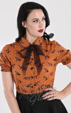 Hell Bunny Vixey fox Blouse in Brown Hell Bunny Vixey fox Blouse in Brown