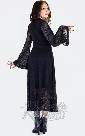 Jawbreaker Black Lace Bell Sleeve Midi Dress back Jawbreaker Black Lace Bell Sleeve Midi Dress back