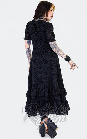 Jawbreaker Devore Ruffle Hem Maxi Dress in Black back Jawbreaker Devore Ruffle Hem Maxi Dress in Black back