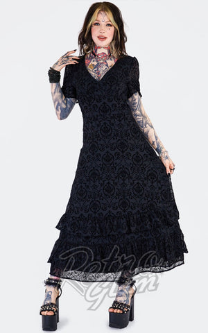 Jawbreaker Devore Ruffle Hem Maxi Dress in Black Jawbreaker Devore Ruffle Hem Maxi Dress in Black