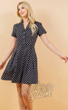 LA Soul Button Up Mini Dress in Black & White Polka Dot rockabilly LA Soul Button Up Mini Dress in Black & White Polka Dot rockabilly