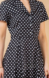 LA Soul Button Up Mini Dress in Black & White Polka detail LA Soul Button Up Mini Dress in Black & White Polka detail