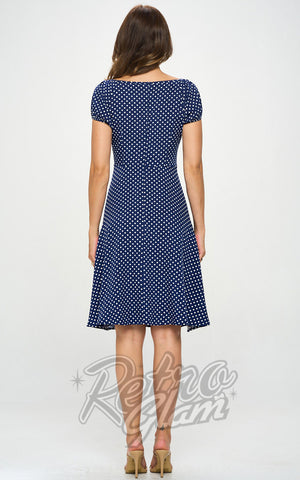 LA Soul Navy Polka Dot Peasant Dress back LA Soul Navy Polka Dot Peasant Dress back