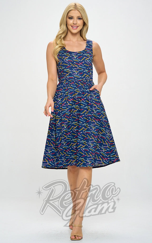LA Soul Fit & Flare Dress in Pencil Print LA Soul Fit & Flare Dress in Pencil Print