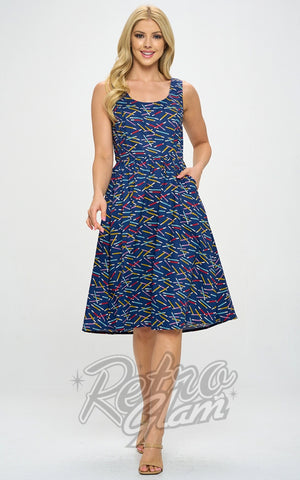 LA Soul Fit & Flare Dress in Pencil Print LA Soul Fit & Flare Dress in Pencil Print