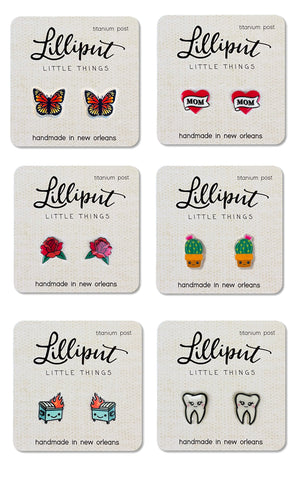 Lilliput Stud Earrings - Tattoo & Kawaii Lilliput Stud Earrings - Tattoo & Kawaii