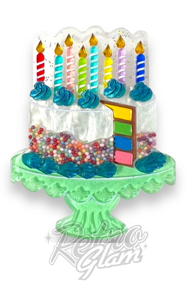 Lipstick & Chrome Slice,Slice Baby Birthday Cake Brooch Lipstick & Chrome Slice,Slice Baby Birthday Cake Brooch