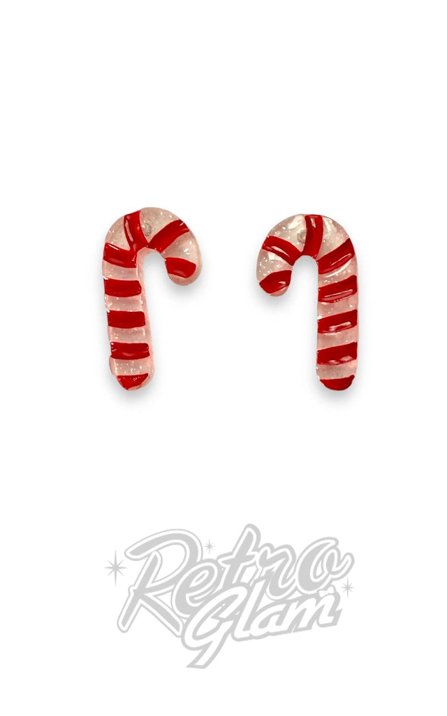 Lipstick & Chrome Itty Bitty Candy Cane Stud Earrings Lipstick & Chrome Itty Bitty Candy Cane Stud Earrings