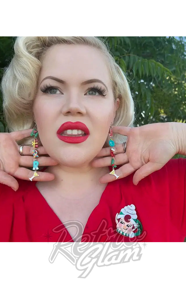 Lipstick & Chrome Jolly & Merry Christmas Earrings Lipstick & Chrome Jolly & Merry Christmas Earrings