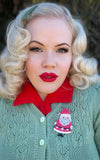 Lipstick & Chrome X Joanna Parker Jolly Old Elf Brooch model Lipstick & Chrome X Joanna Parker Jolly Old Elf Brooch model