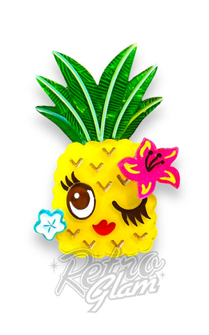 Lipstick & Chrome X Miss Fluff Pucker Up Pineapple Brooch Lipstick & Chrome X Miss Fluff Pucker Up Pineapple Brooch