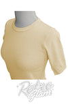 Mak Basic 1/2 Sleeve Pullover Sweater in Ivory detail Mak Basic 1/2 Sleeve Pullover Sweater in Ivory detail