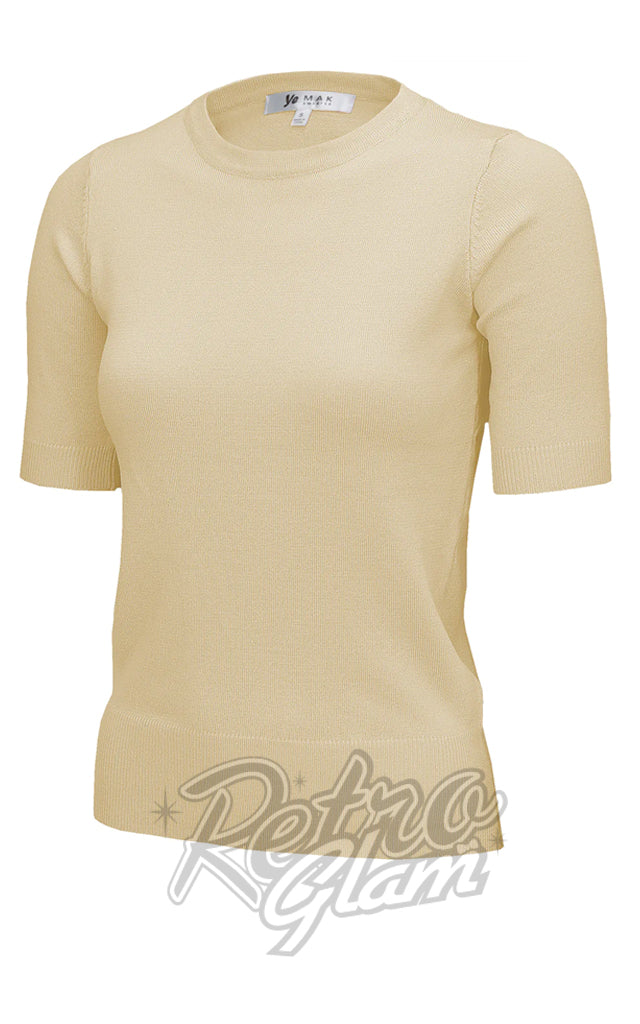 Mak Basic 1/2 Sleeve Pullover Sweater in Ivory Mak Basic 1/2 Sleeve Pullover Sweater in Ivory